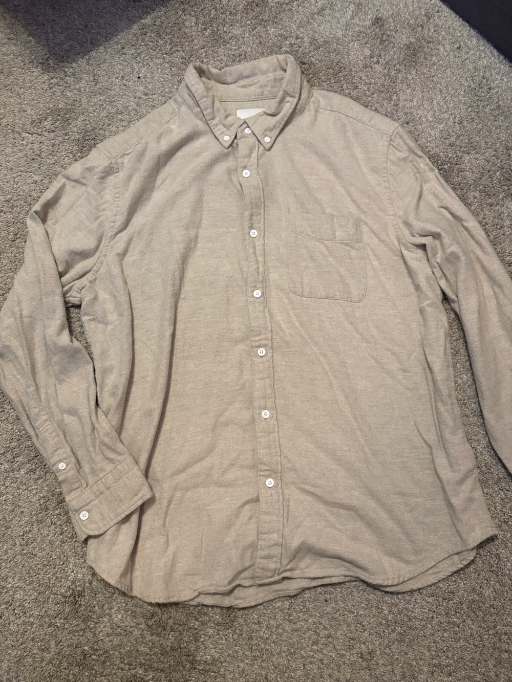 American Eagle Outfitters Beige Button-Down Flannel Shirt
